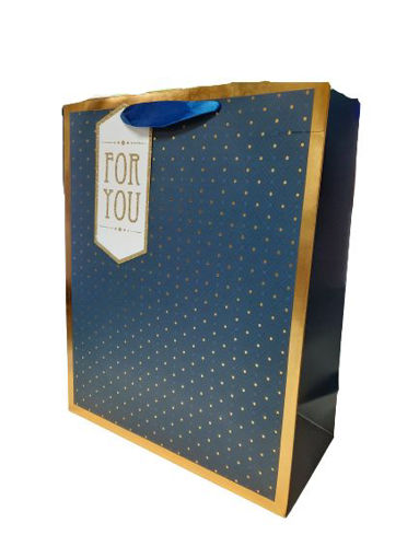 Picture of GIFT BAG TULIP SPOTTED LARGE NAVY